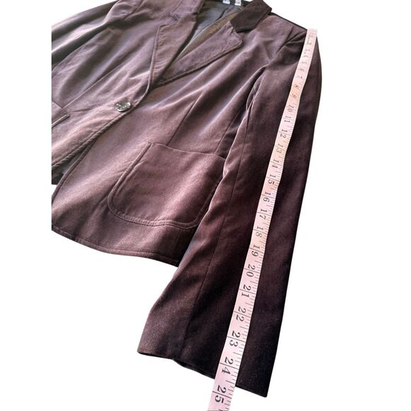 Vintage Briggs New York Chocolate Brown Velvet Velour Blazer Size 12 - Picture 9 of 10